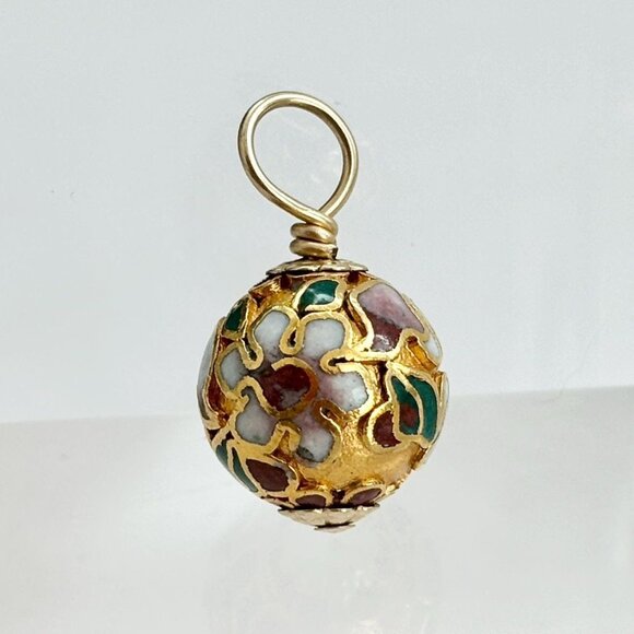Vintage Jewelry - Gold Foil Cloissone Vintage Circular Teeny Tiny Multicolor Pendant | Trinket